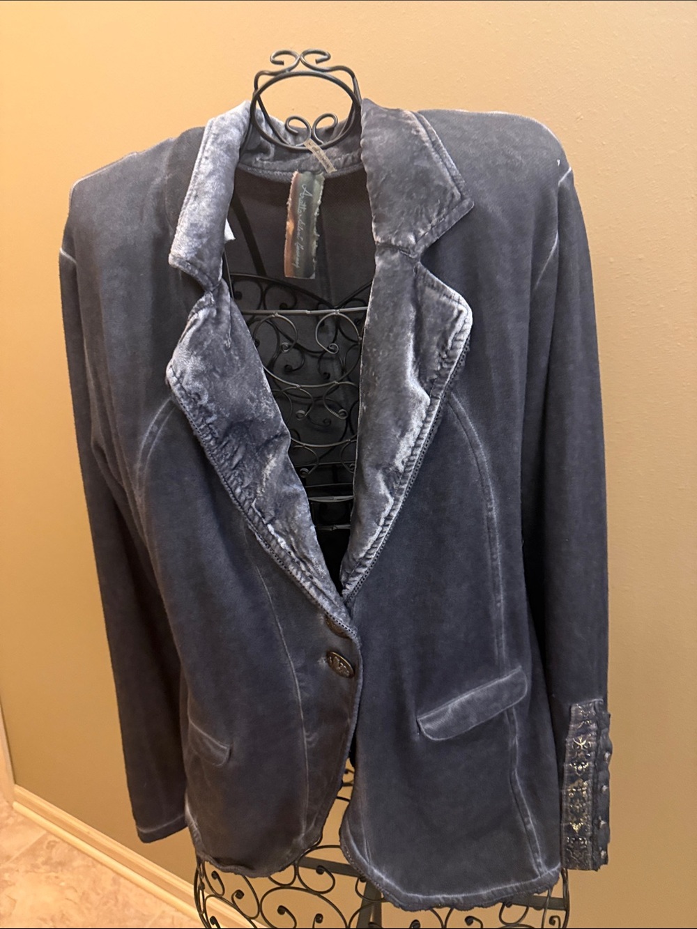 Aratta Velvet-Look Slate Gray Women's Blazer